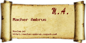 Macher Ambrus névjegykártya